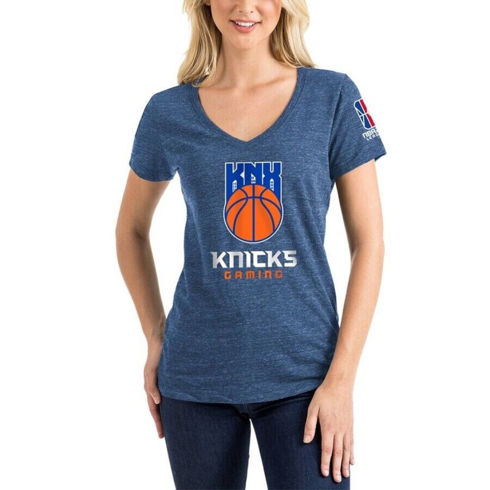 Knicks Gaming Womens V-Neck Shirt Blue Size Small NBA 2K League Tri-Blend
